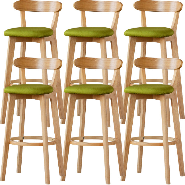 Scandinavian Wood Stool Fabric Upholstered Rectangle Seat Counter Stool in Matte Finish