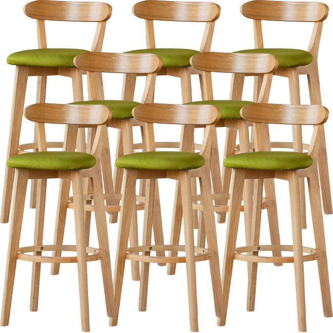 Scandinavian Wood Stool Fabric Upholstered Rectangle Seat Counter Stool in Matte Finish