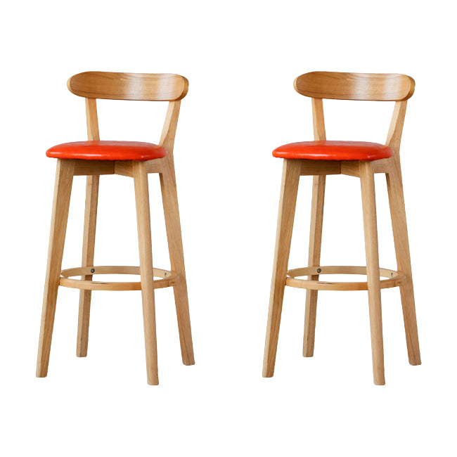 Scandinavian Wood Stool Fabric Upholstered Rectangle Seat Counter Stool in Matte Finish