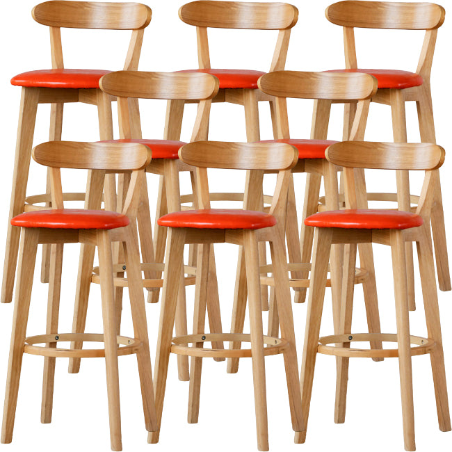 Scandinavian Wood Stool Fabric Upholstered Rectangle Seat Counter Stool in Matte Finish