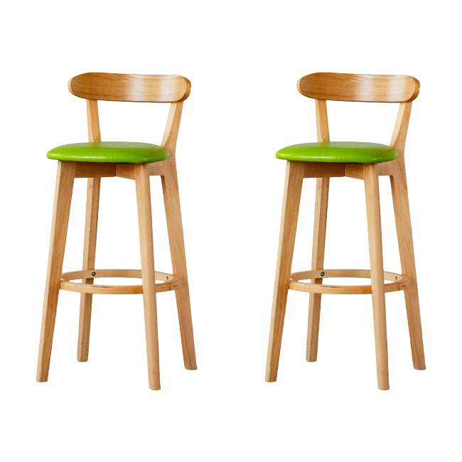 Scandinavian Wood Stool Fabric Upholstered Rectangle Seat Counter Stool in Matte Finish