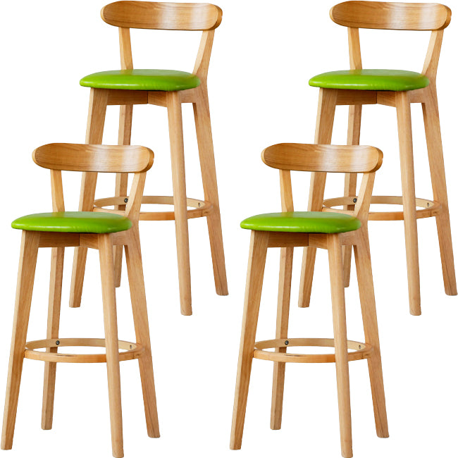 Scandinavian Wood Stool Fabric Upholstered Rectangle Seat Counter Stool in Matte Finish