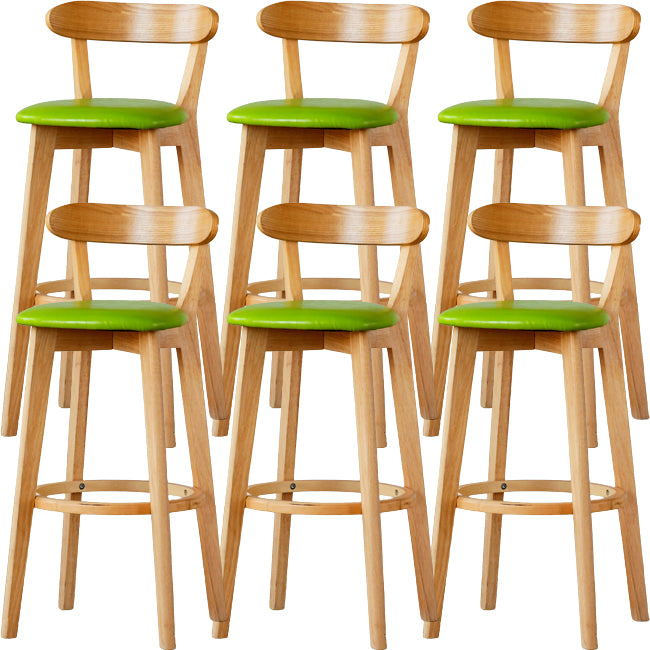 Scandinavian Wood Stool Fabric Upholstered Rectangle Seat Counter Stool in Matte Finish