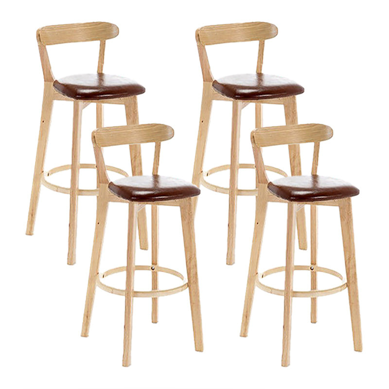 Scandinavian Wood Stool Wood Rectangle Seat Counter Stool in Matte Finish