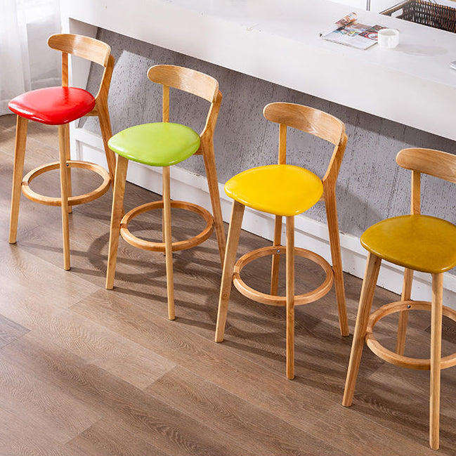 Scandinavian Wood Stool Wood Rectangle Seat Counter Stool in Matte Finish