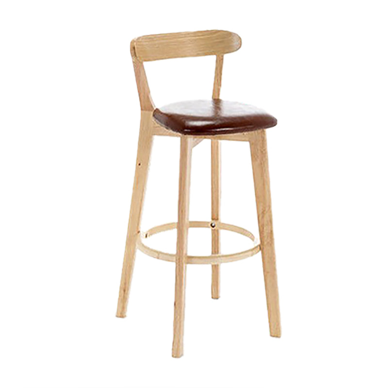 Scandinavian Wood Stool Wood Rectangle Seat Counter Stool in Matte Finish