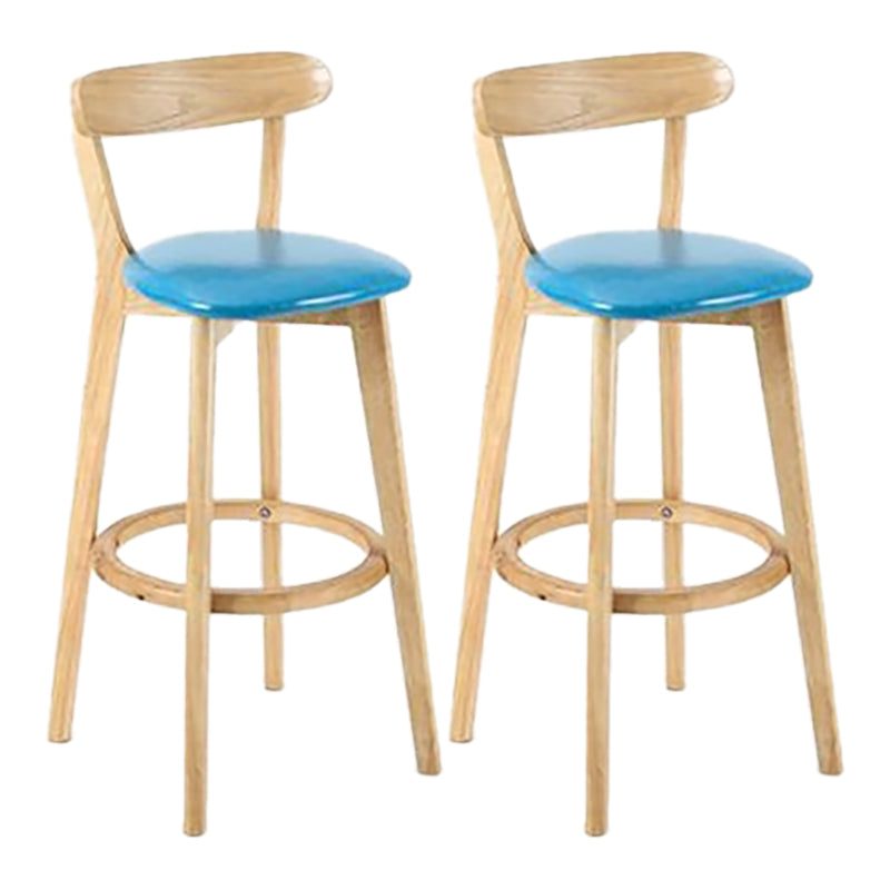 Scandinavian Wood Stool Wood Rectangle Seat Counter Stool in Matte Finish