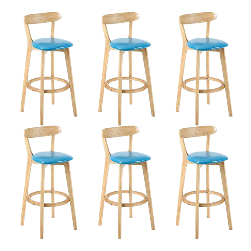 Scandinavian Wood Stool Wood Rectangle Seat Counter Stool in Matte Finish