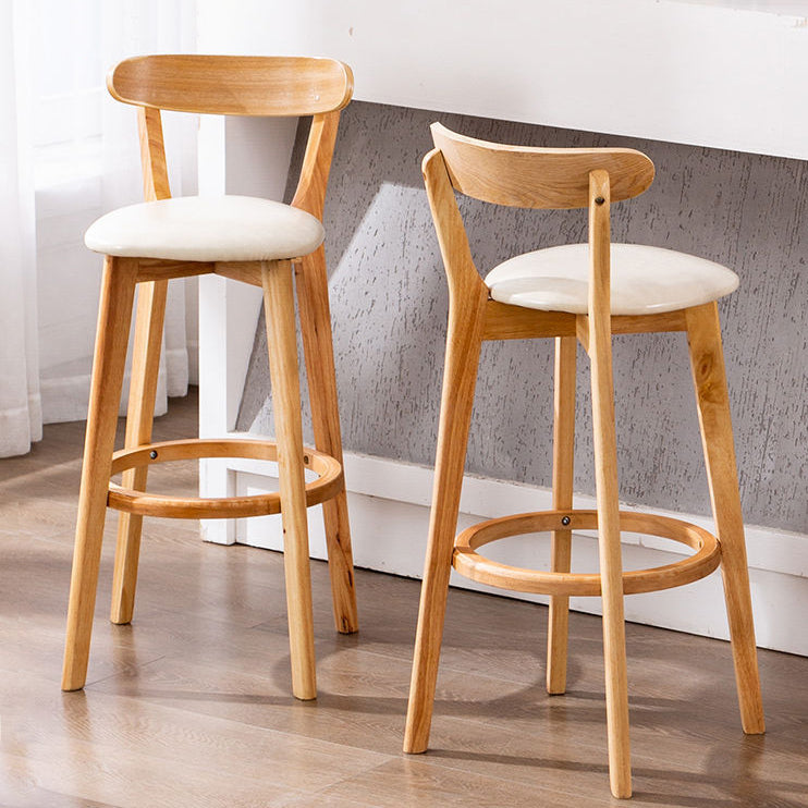 Scandinavian Wood Stool Wood Rectangle Seat Counter Stool in Matte Finish