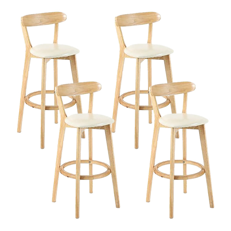 Scandinavian Wood Stool Wood Rectangle Seat Counter Stool in Matte Finish