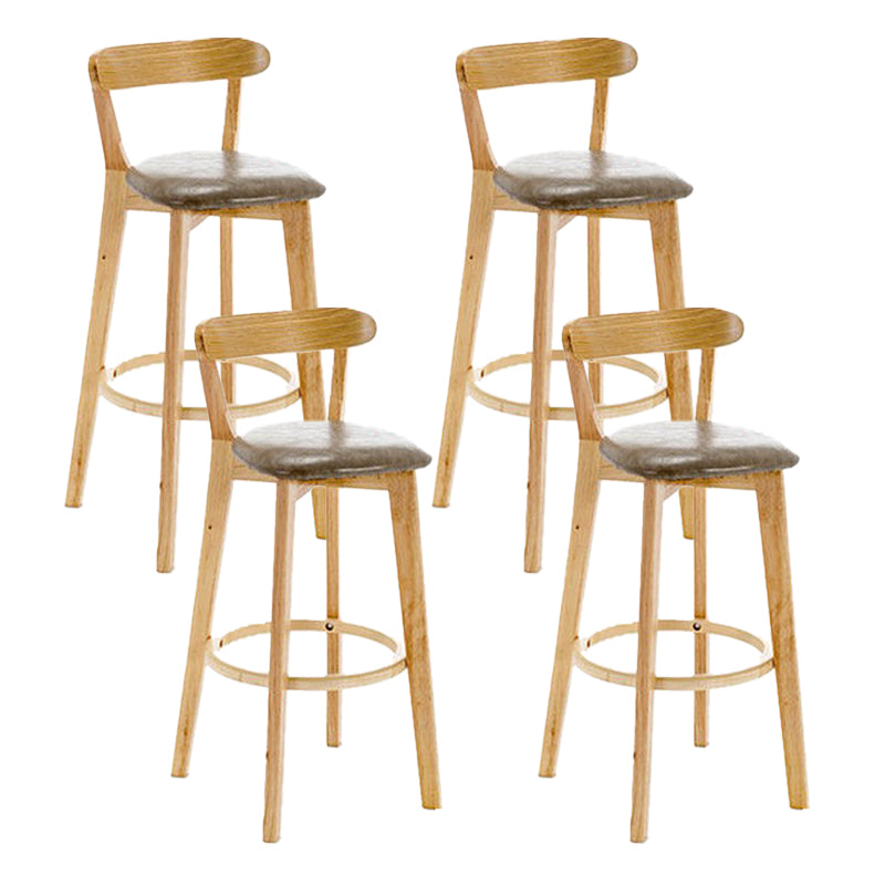 Scandinavian Wood Stool Wood Rectangle Seat Counter Stool in Matte Finish