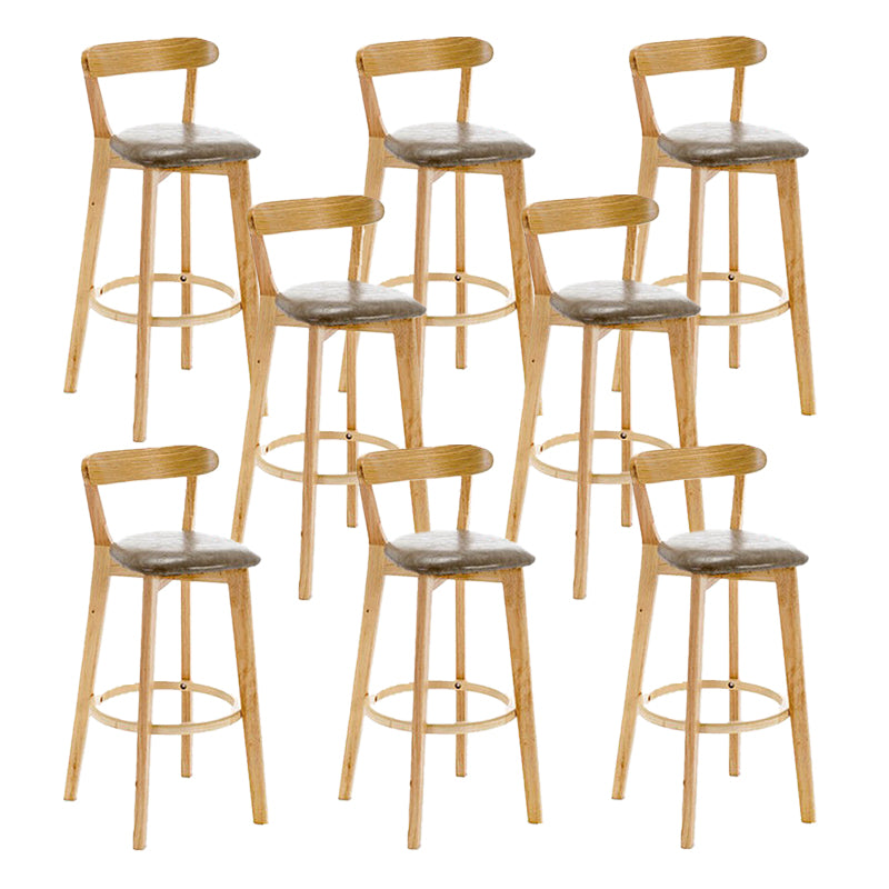 Scandinavian Wood Stool Wood Rectangle Seat Counter Stool in Matte Finish