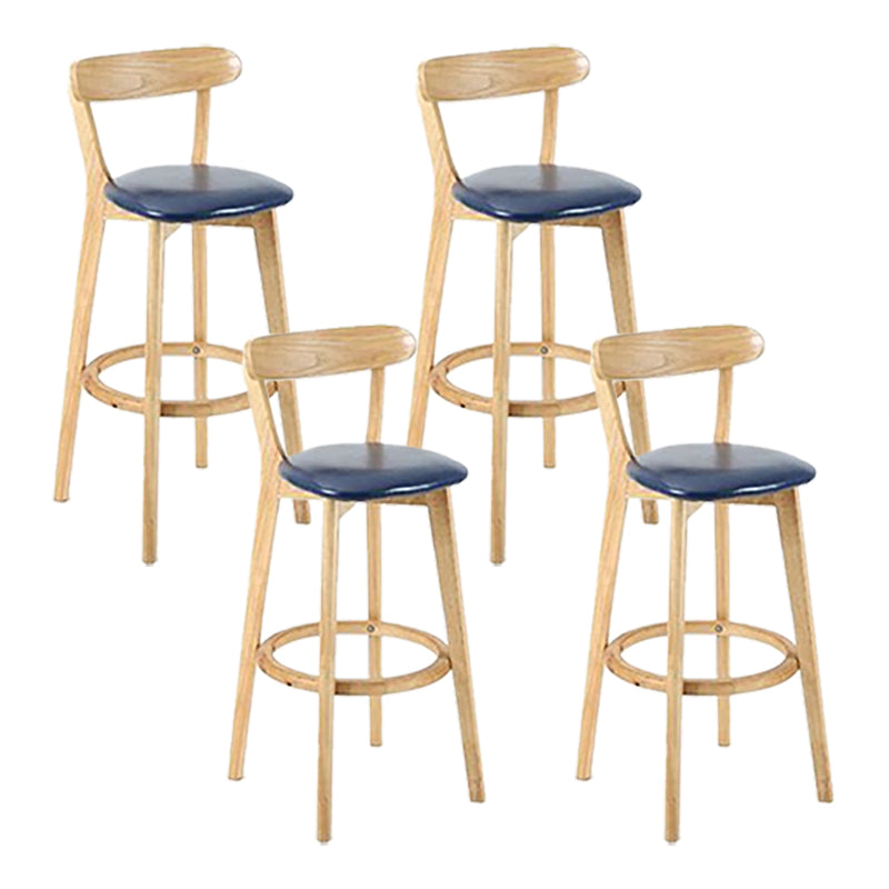 Scandinavian Wood Stool Wood Rectangle Seat Counter Stool in Matte Finish