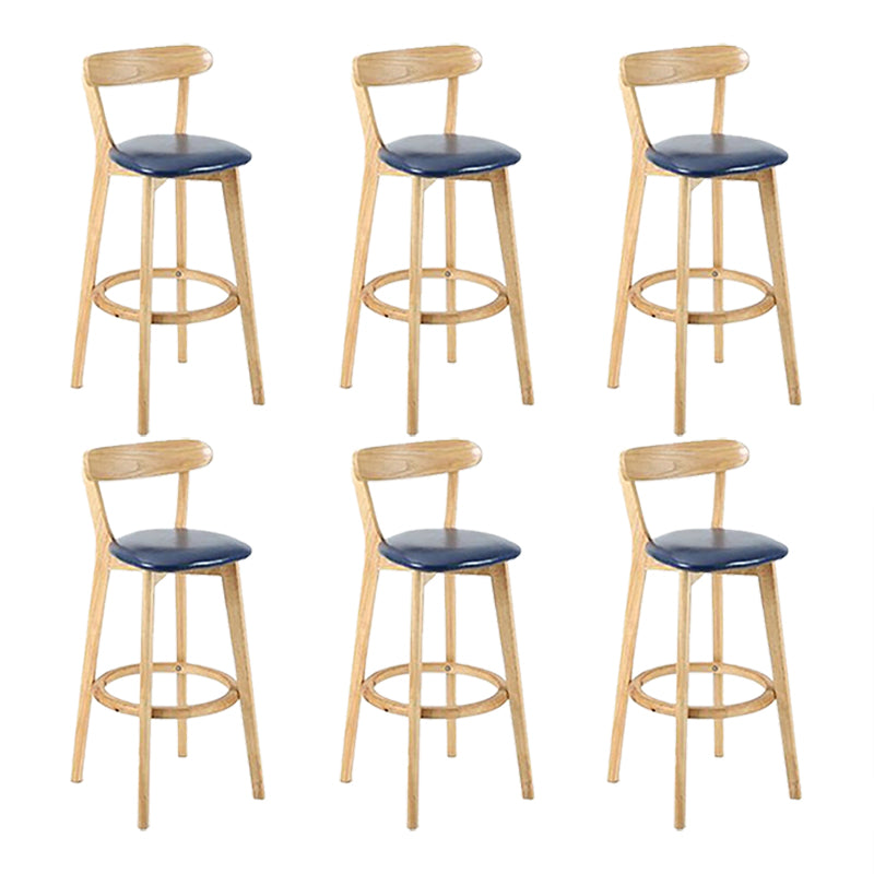 Scandinavian Wood Stool Wood Rectangle Seat Counter Stool in Matte Finish