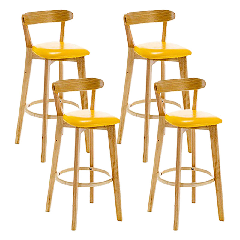 Scandinavian Wood Stool Wood Rectangle Seat Counter Stool in Matte Finish