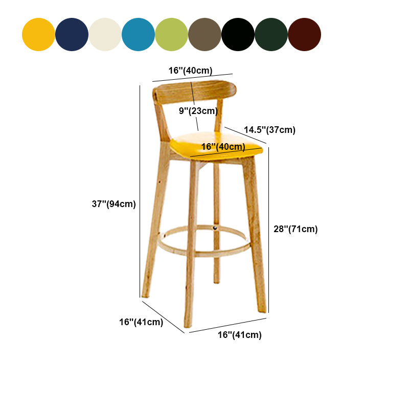 Scandinavian Wood Stool Wood Rectangle Seat Counter Stool in Matte Finish