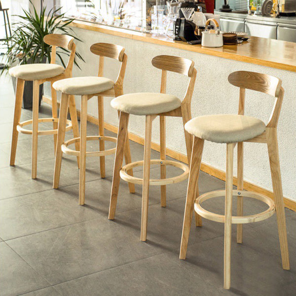 Modern Rubberwood Footrest Stool Milk Tea Shop Upholstered Bar Stools