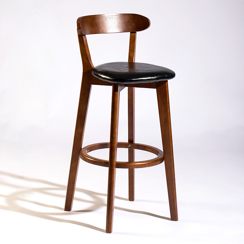 Modern Rubberwood Footrest Stool Milk Tea Shop Upholstered Bar Stools