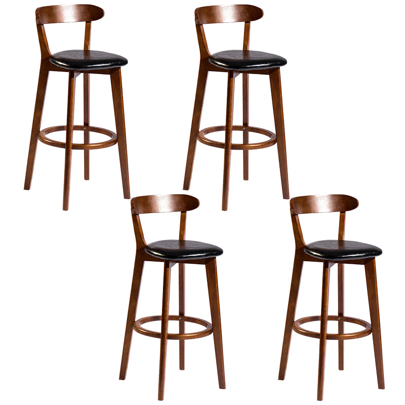 Modern Rubberwood Footrest Stool Milk Tea Shop Upholstered Bar Stools