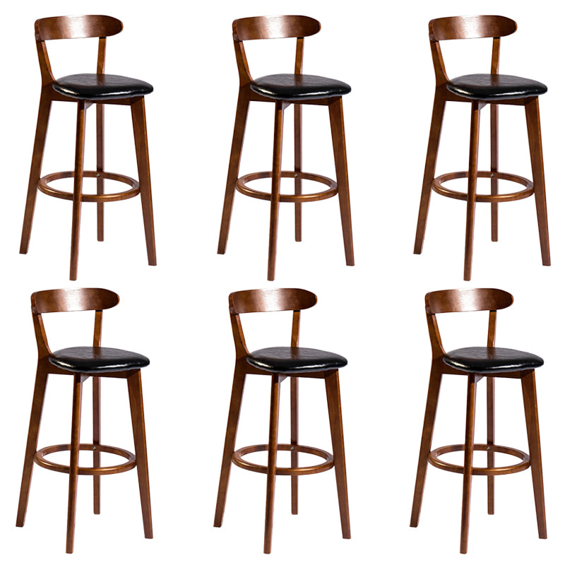 Modern Rubberwood Footrest Stool Milk Tea Shop Upholstered Bar Stools