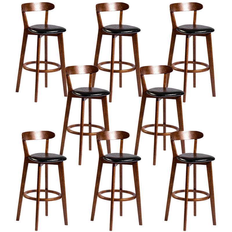 Modern Rubberwood Footrest Stool Milk Tea Shop Upholstered Bar Stools