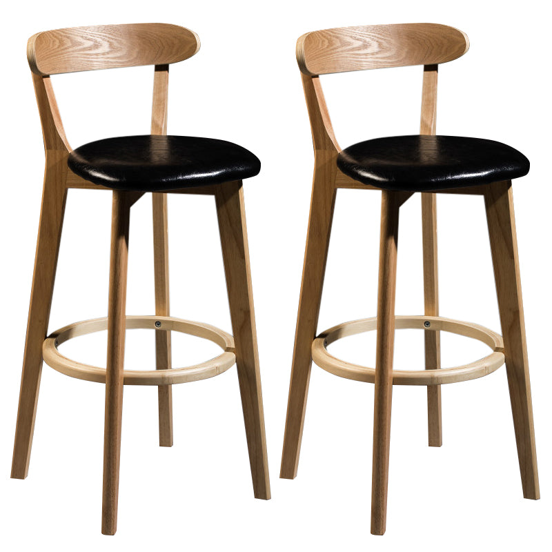 Modern Rubberwood Footrest Stool Milk Tea Shop Upholstered Bar Stools