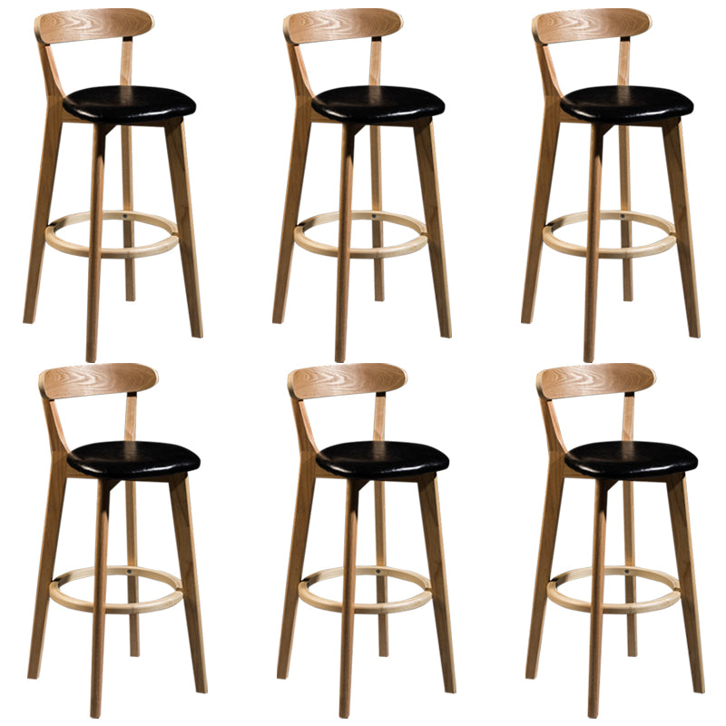 Modern Rubberwood Footrest Stool Milk Tea Shop Upholstered Bar Stools