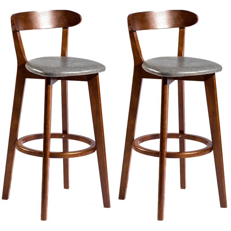 Modern Rubberwood Footrest Stool Milk Tea Shop Upholstered Bar Stools