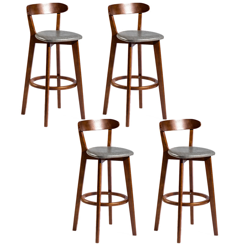 Modern Rubberwood Footrest Stool Milk Tea Shop Upholstered Bar Stools