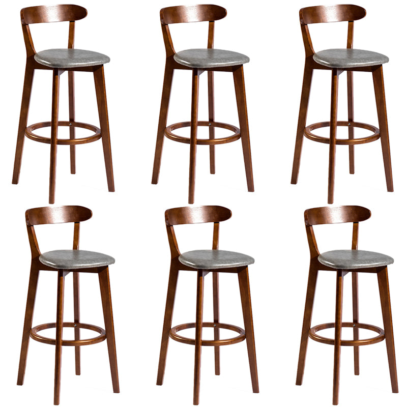 Modern Rubberwood Footrest Stool Milk Tea Shop Upholstered Bar Stools