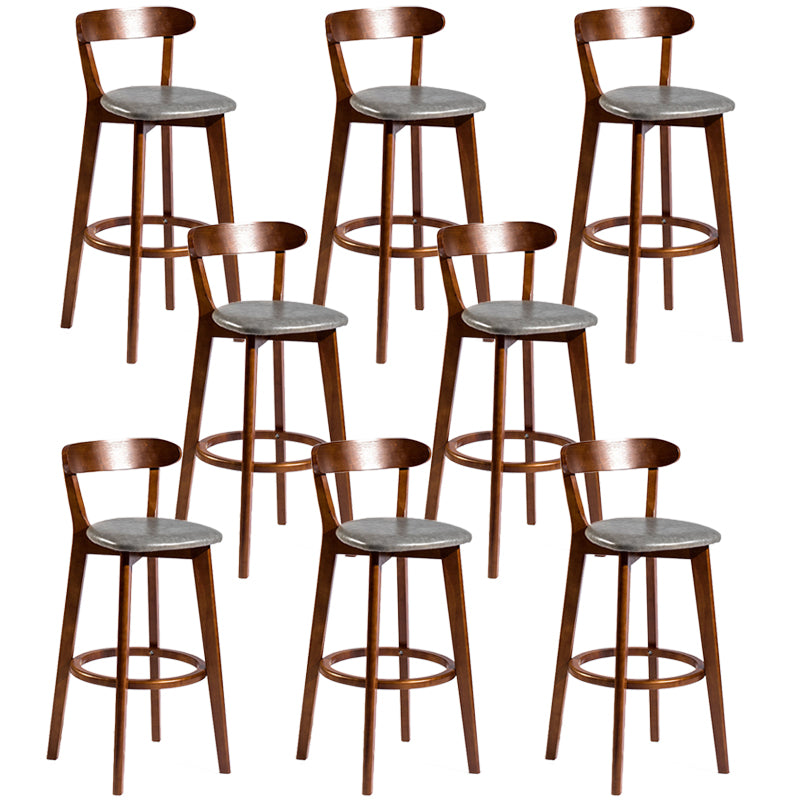 Modern Rubberwood Footrest Stool Milk Tea Shop Upholstered Bar Stools