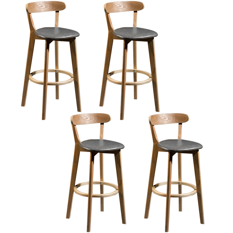 Modern Rubberwood Footrest Stool Milk Tea Shop Upholstered Bar Stools