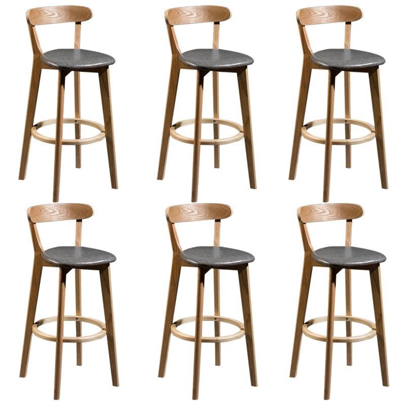 Modern Rubberwood Footrest Stool Milk Tea Shop Upholstered Bar Stools