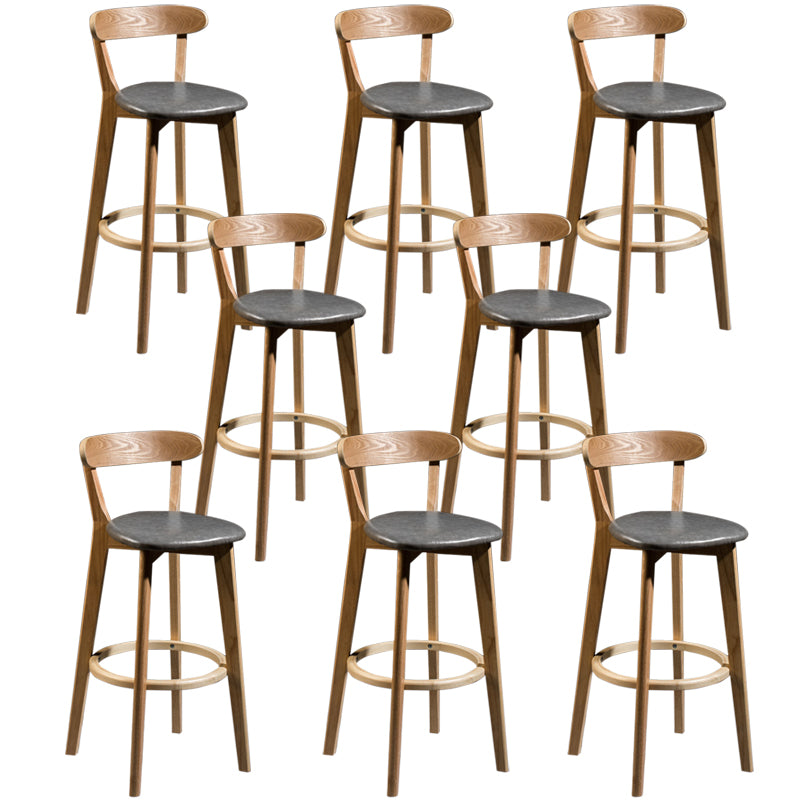 Modern Rubberwood Footrest Stool Milk Tea Shop Upholstered Bar Stools