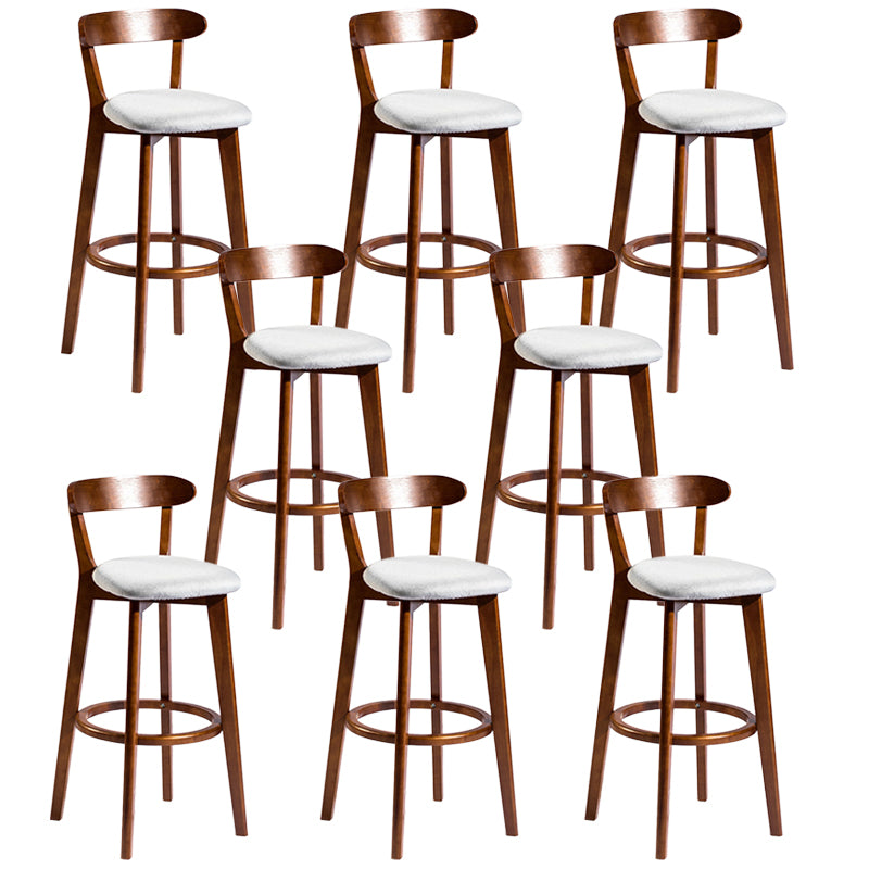 Modern Rubberwood Footrest Stool Milk Tea Shop Upholstered Bar Stools