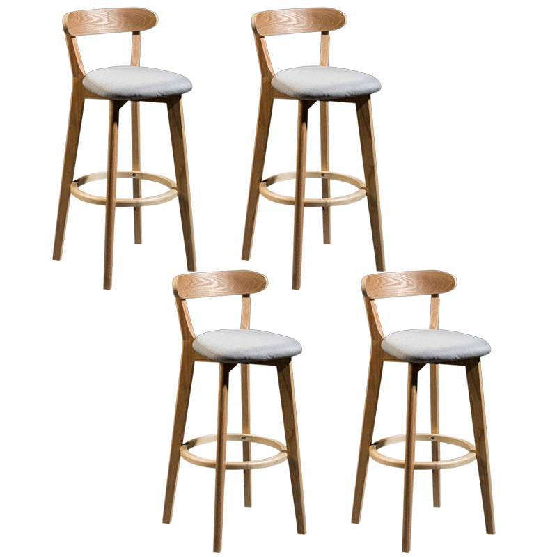Modern Rubberwood Footrest Stool Milk Tea Shop Upholstered Bar Stools