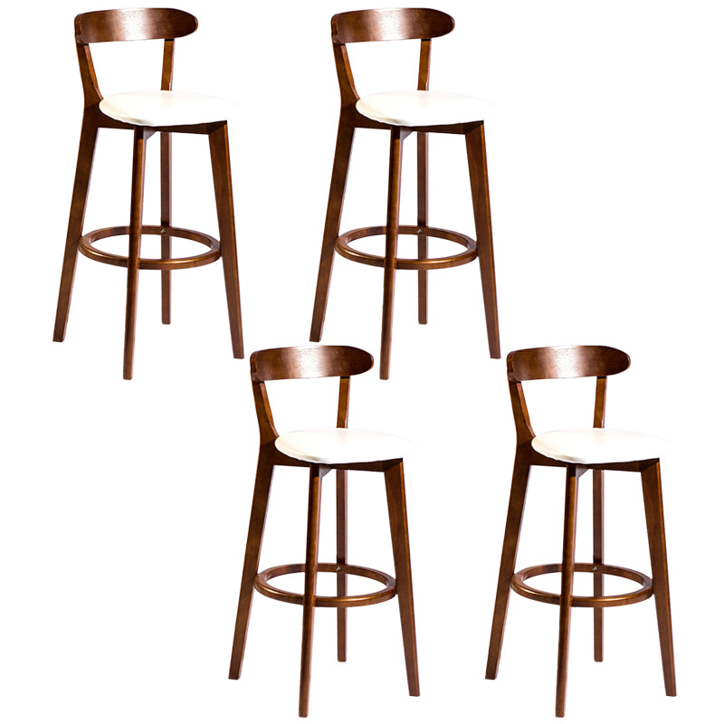 Modern Rubberwood Footrest Stool Milk Tea Shop Upholstered Bar Stools