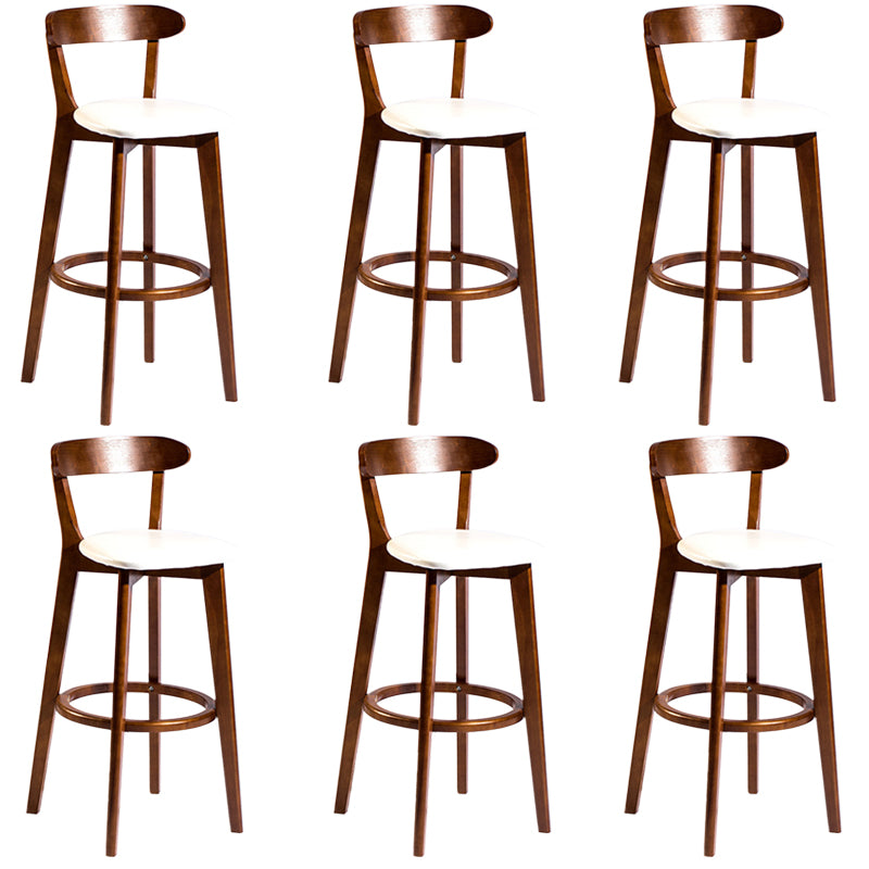 Modern Rubberwood Footrest Stool Milk Tea Shop Upholstered Bar Stools
