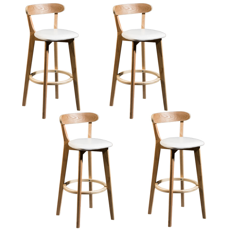 Modern Rubberwood Footrest Stool Milk Tea Shop Upholstered Bar Stools