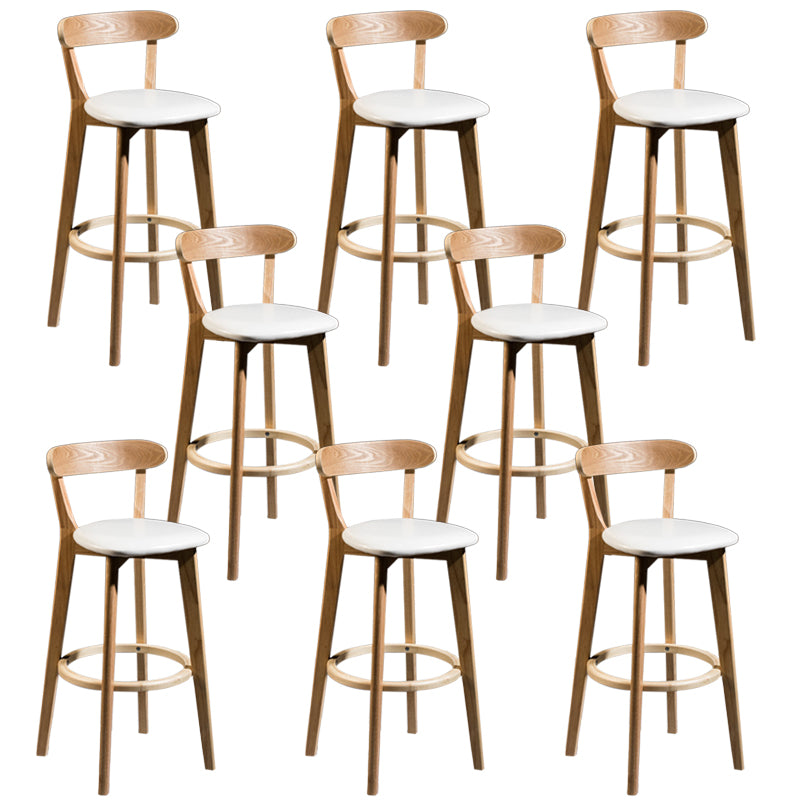 Modern Rubberwood Footrest Stool Milk Tea Shop Upholstered Bar Stools