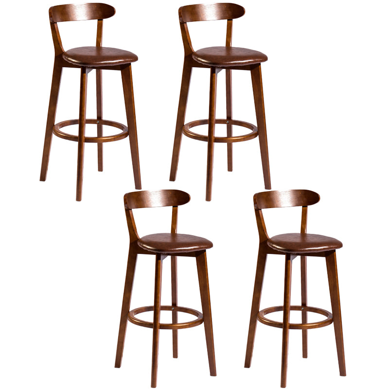Modern Rubberwood Footrest Stool Milk Tea Shop Upholstered Bar Stools