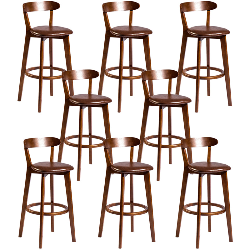 Modern Rubberwood Footrest Stool Milk Tea Shop Upholstered Bar Stools