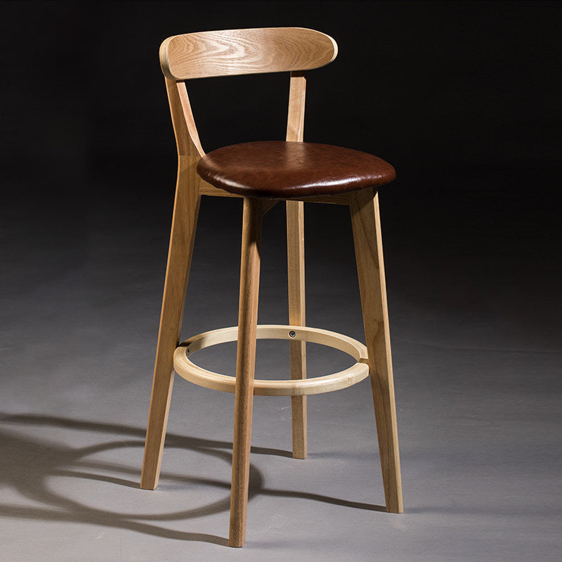 Modern Rubberwood Footrest Stool Milk Tea Shop Upholstered Bar Stools