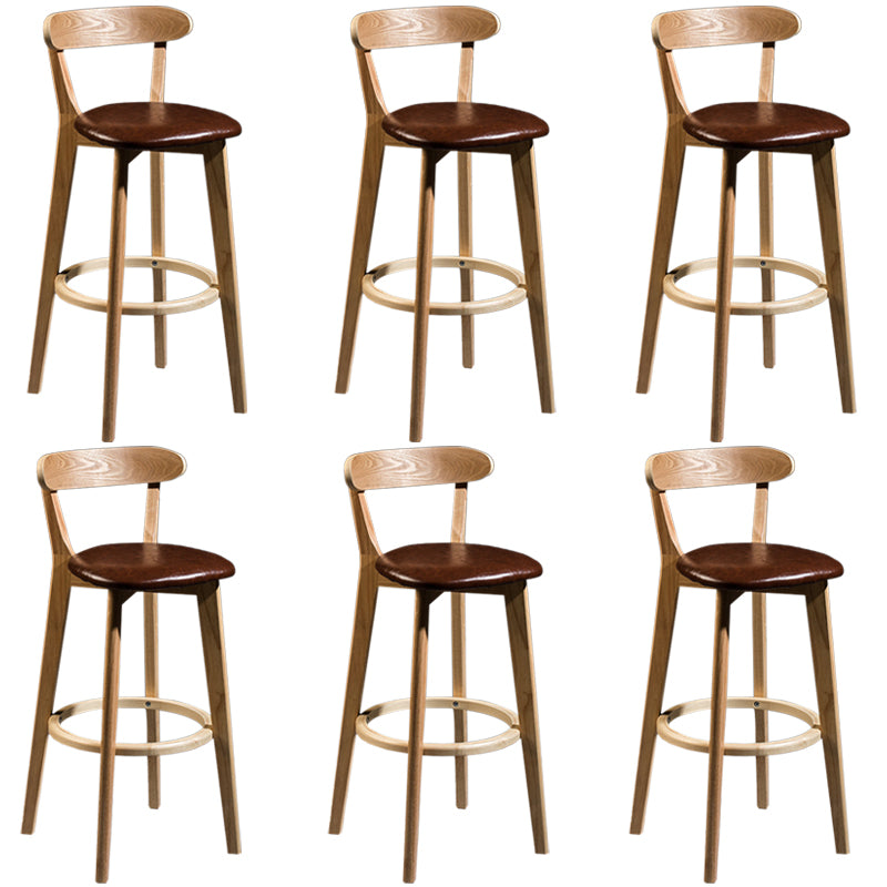 Modern Rubberwood Footrest Stool Milk Tea Shop Upholstered Bar Stools