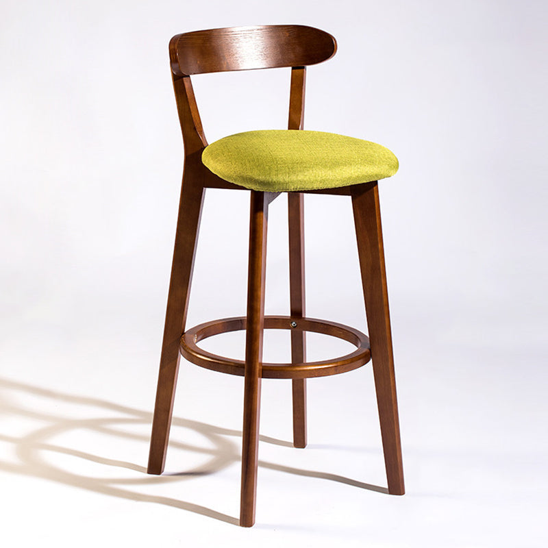 Modern Rubberwood Footrest Stool Milk Tea Shop Upholstered Bar Stools