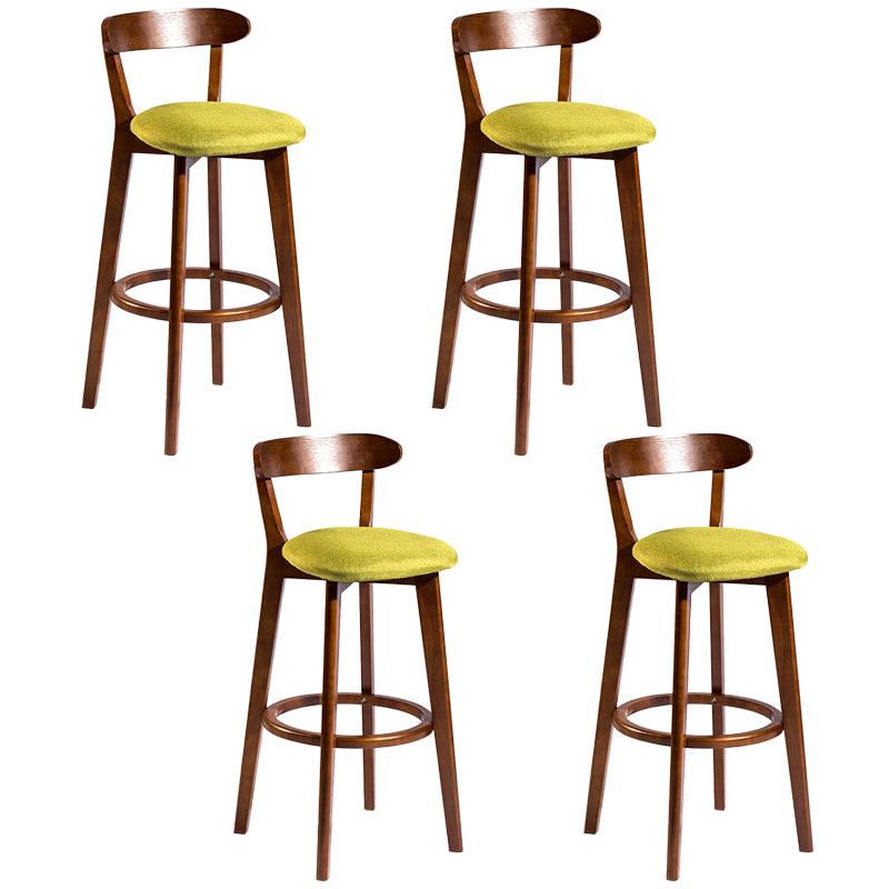 Modern Rubberwood Footrest Stool Milk Tea Shop Upholstered Bar Stools