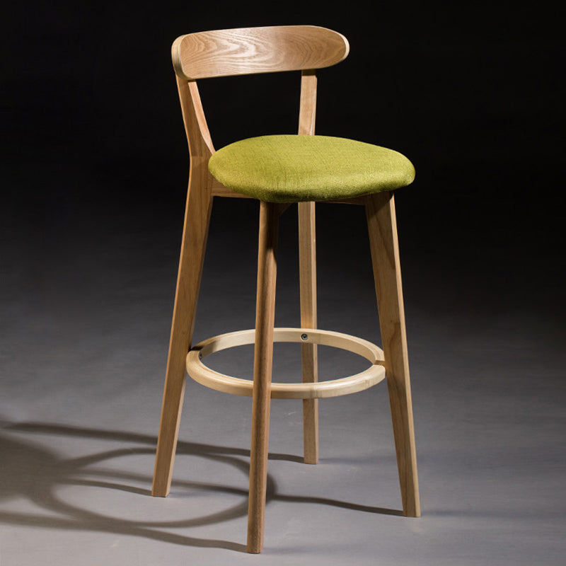 Modern Rubberwood Footrest Stool Milk Tea Shop Upholstered Bar Stools