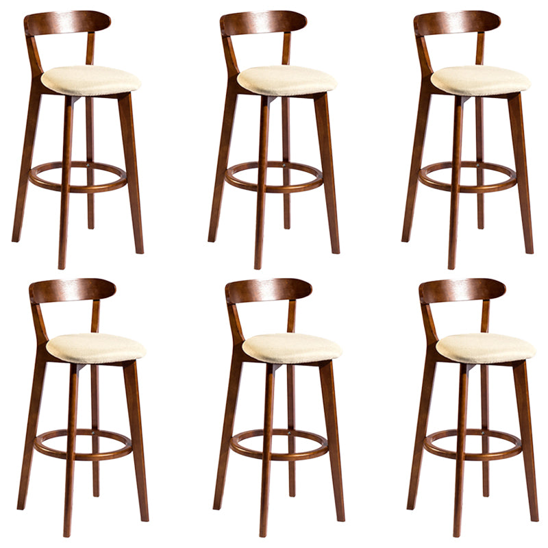 Modern Rubberwood Footrest Stool Milk Tea Shop Upholstered Bar Stools