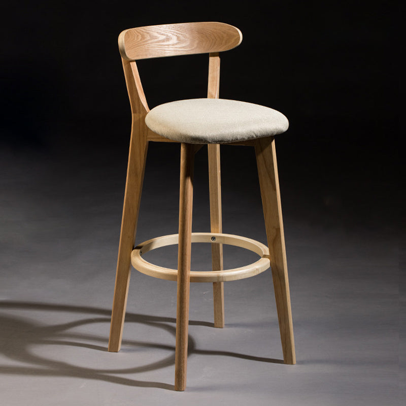 Modern Rubberwood Footrest Stool Milk Tea Shop Upholstered Bar Stools
