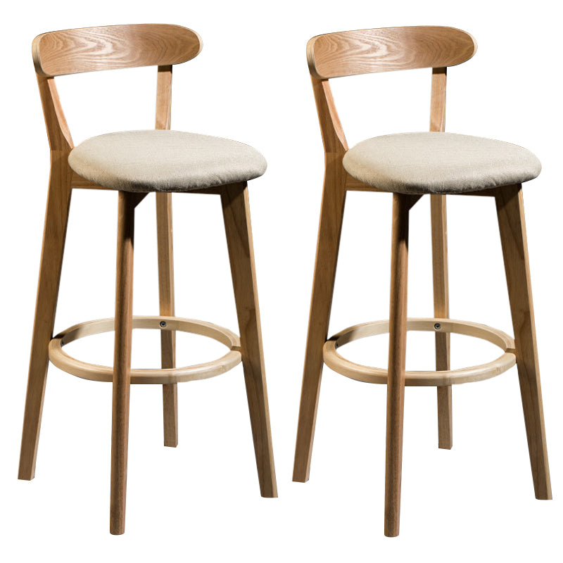 Modern Rubberwood Footrest Stool Milk Tea Shop Upholstered Bar Stools